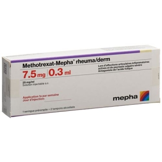 Метотрексат Мефа Ревма/Дерм 7,5 мг / 0,3 мл 1 предварительно заполненный шприц 0,3 мл Метотрексат Мефа Ревма/Дерм 7,5 мг / 0,3 мл 1 предварительно заполненный шприц 0,3 мл