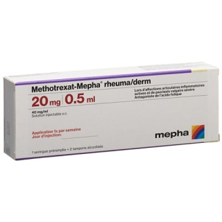 Метотрексат Мефа Ревма/Дерм 20 мг / 0,5 мл 1 предварительно заполненный шприц 0,5 мл Метотрексат Мефа Ревма/Дерм 20 мг / 0,5 мл 1 предварительно заполненный шприц 0,5 мл