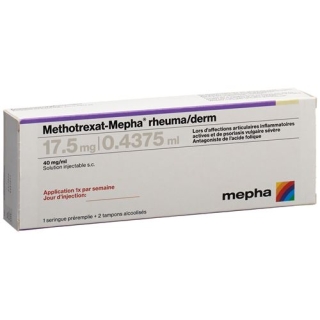 Метотрексат Мефа Ревма/Дерм 17,5 мг / 0,4375 мл 1 предварительно заполненный шприц 0,4375 мл Метотрексат Мефа Ревма/Дерм 17,5 мг / 0,4375 мл 1 предварительно заполненный шприц 0,4375 мл