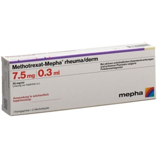 Метотрексат Мефа Ревма/Дерм 7,5 мг / 0,3 мл 1 предварительно заполненный шприц 0,3 мл Метотрексат Мефа Ревма/Дерм 7,5 мг / 0,3 мл 1 предварительно заполненный шприц 0,3 мл