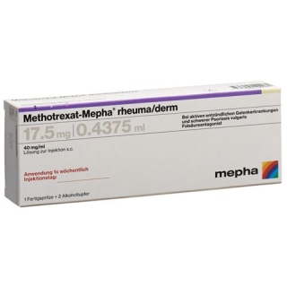 Метотрексат Мефа Ревма/Дерм 17,5 мг / 0,4375 мл 1 предварительно заполненный шприц 0,4375 мл Метотрексат Мефа Ревма/Дерм 17,5 мг / 0,4375 мл 1 предварительно заполненный шприц 0,4375 мл