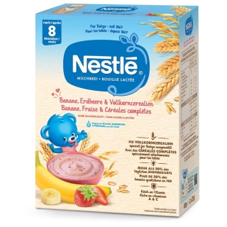 Молочная каша Nestl&eacute; Банан Клубника и цельнозерновые хлопья 8 месяцев 450 г