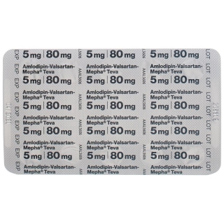 Amlodipin Valsartan Mepha Teva 5/80mg 28 Stück Amlodipin Valsartan Mepha Teva 5/80mg 28 Stück