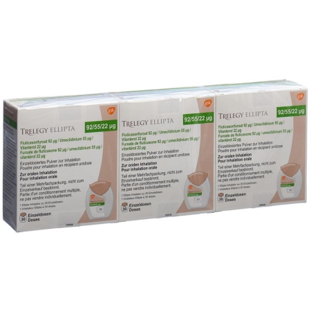Trelegy Ellipta Inh Pulver 92/55/22mcg 3x 30 Dos